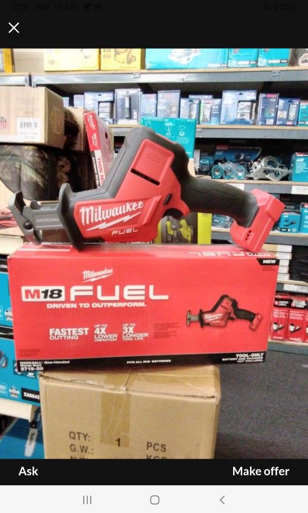 MILWAUKEE M18 FUEL HACKZALL ONE-HANDED RECIP SAW (TOOL ONLY )