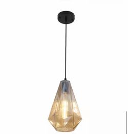 Amber Pendant Light with Geometric Shade