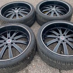 22” DODGE CHARGER MAGNUM CHALLENGER LINCOLN CHRYSLER 300 SET FORD WE FINANCE WHEELS RIMS TIRES 