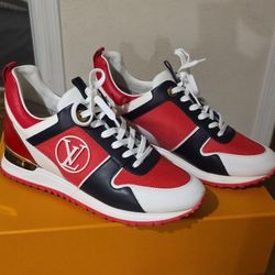 Louis Vuitton LV Run Away Sneaker Red White Navy Size 38 Worn 2x Excellent