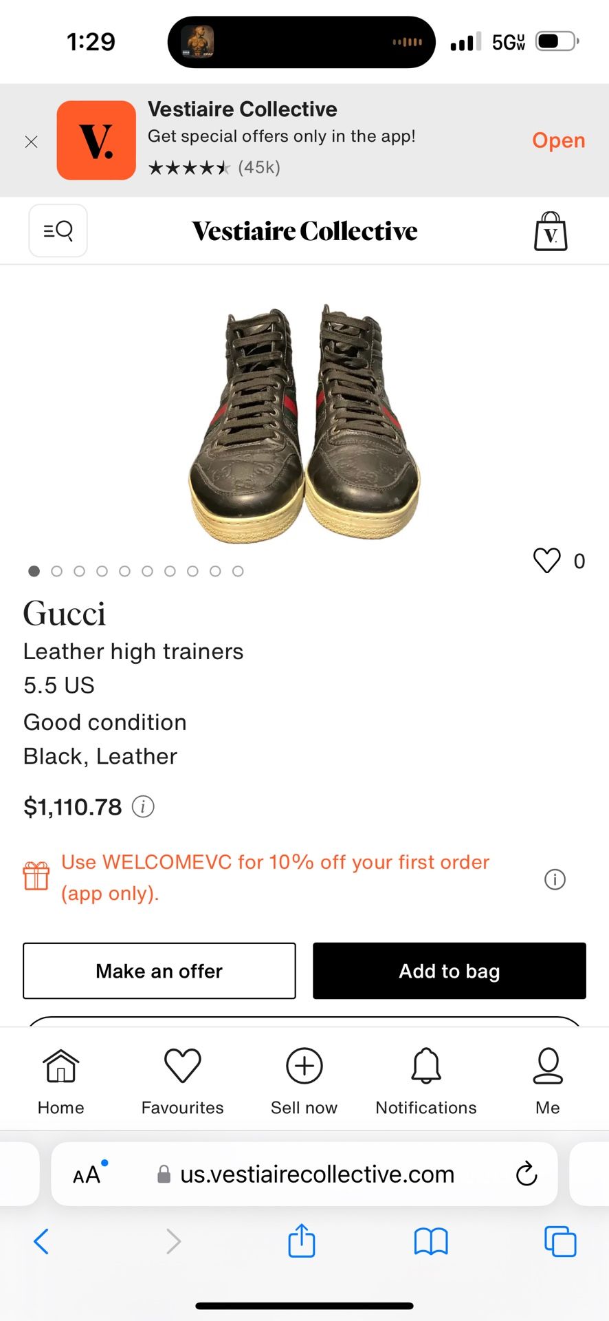 Gucci Men Shows Size 9.5