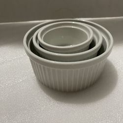 VINTAGE Williams Sonoma Set of 3 White Ribbed Nesting  Bowls