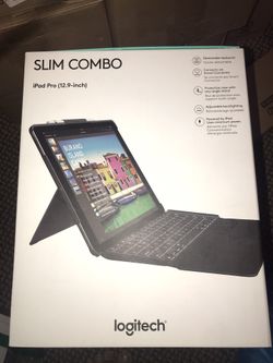Logitech iPad Pro 12.9 inch Keyboard Case | SLIM COMBO with Detachable, Backlit, Wireless Keyboard and Smart Connector (Black) For 1st and 2nd genera