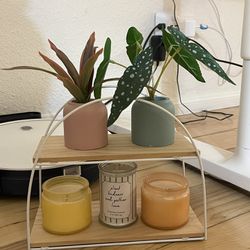 Rack+fake plants+candles