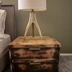 2  Crate & Barrel Asher 2-Drawer Nightstand Wood Brown