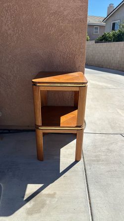 Wood Corner End Table with Open Shelf