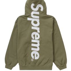Supreme Satin Appliqué Hooded Sweatshirt (FW23) Light Olive Size XXL