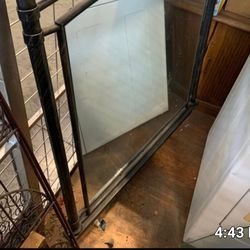 DECORATORS METAL FRAME WALL MIRROR, DRESSER MIRROR, BEVELED GLASS
