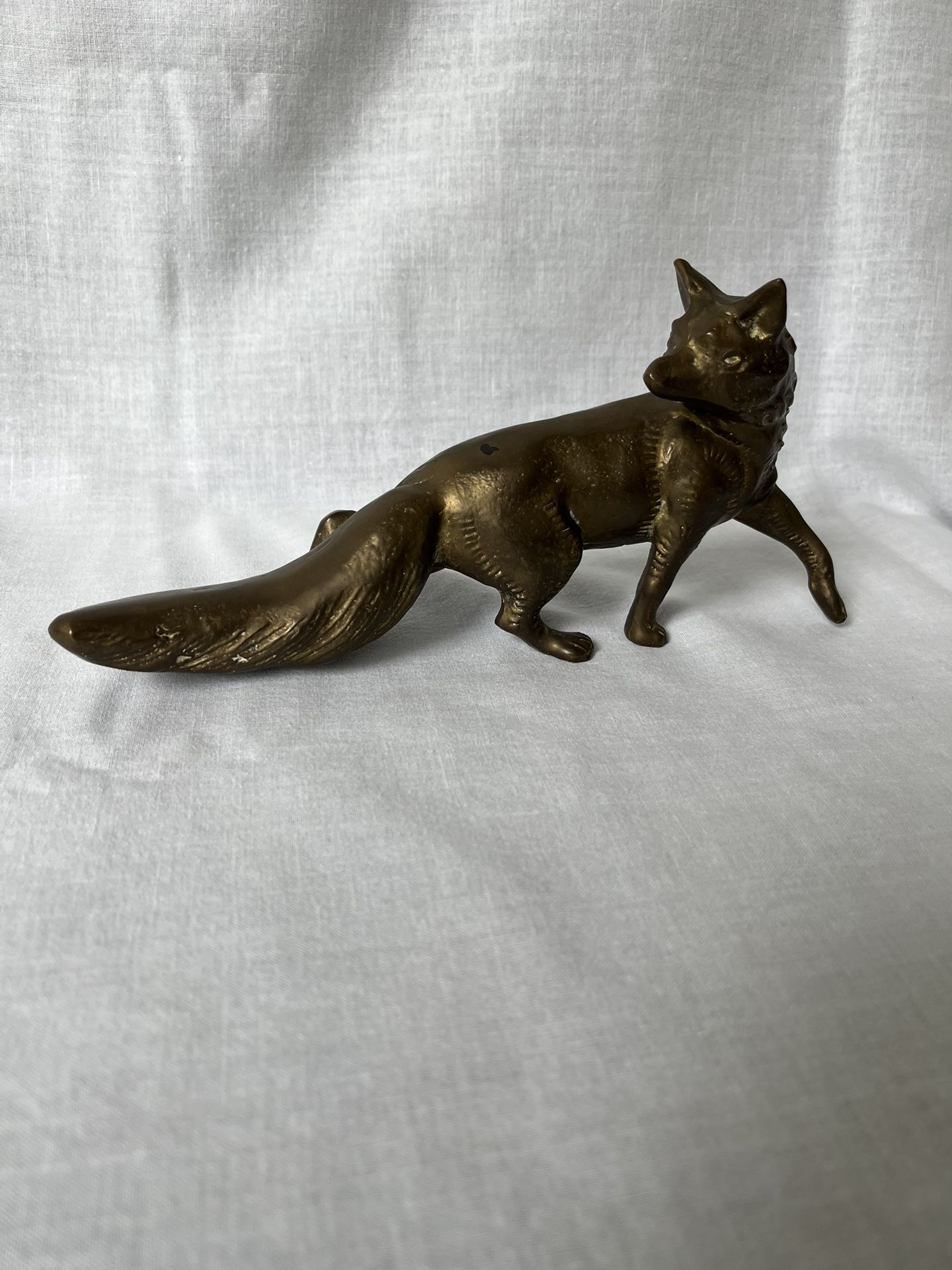 Vintage Brass Fox Figurine