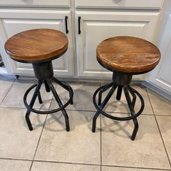 Set of 2 Williston Forge Industrial Swivel Stools – Adjustable 24"-32"