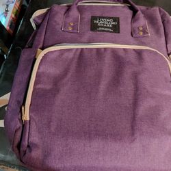 Never Used Brand New Diaper Bag Backpack, Nappy Baby Bags with Portable Changing Pad, 900D Waterproof Multi-Function Travel Portable Mommy Bag, Purple