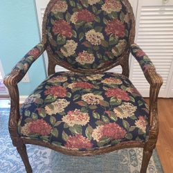 Louis XV French Country Style Carved Walnut Armchairs – Pair