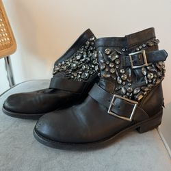 Jimmy Choo crystal embellished moto boot