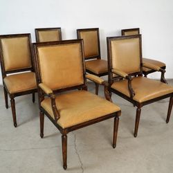 Set Of 6 Ralph Lauren Louis XVI Leather Dining Chairs 