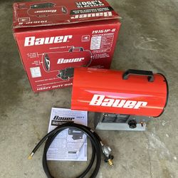 Bauer 60,000-BTU propane forced-air heater – lightly used, $60 OBO