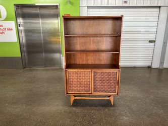 Lane walnut hutch cabinet bookcase