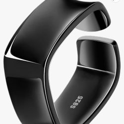 OAYAO Stainless Steel Black Handmade Rings For Men, Adjustable Square Aesthetic Mens Ring Fashion