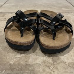 Betula By Birkenstock Vinja Patent Black Cork Sandal 