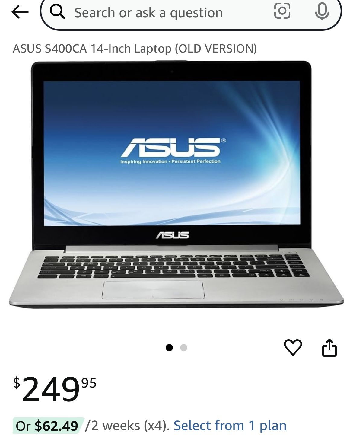 ASUS TOUCH SCREEN LAPTOP 
