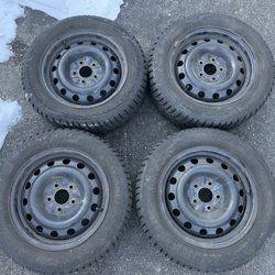 VW Audi 5x112 Steel Wheels With Snow Tires 205/60/16