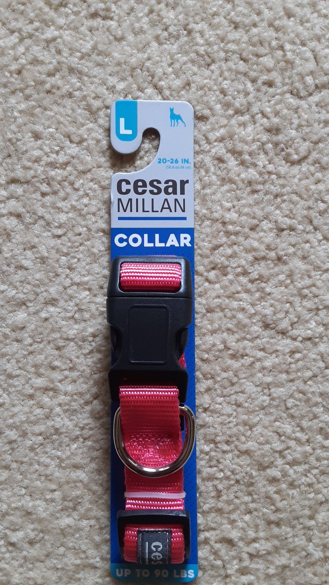 Cesar Millan pink collar for dogs up to 90lbs, adjustable to neck size of 20-26"
