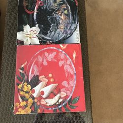 Festive Glass  Serving Trays. 