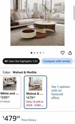 NEW in Box: Walnut/Marble Coffee Table
