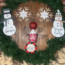 Handmade wooden wreaths for Christmas made from all real wood