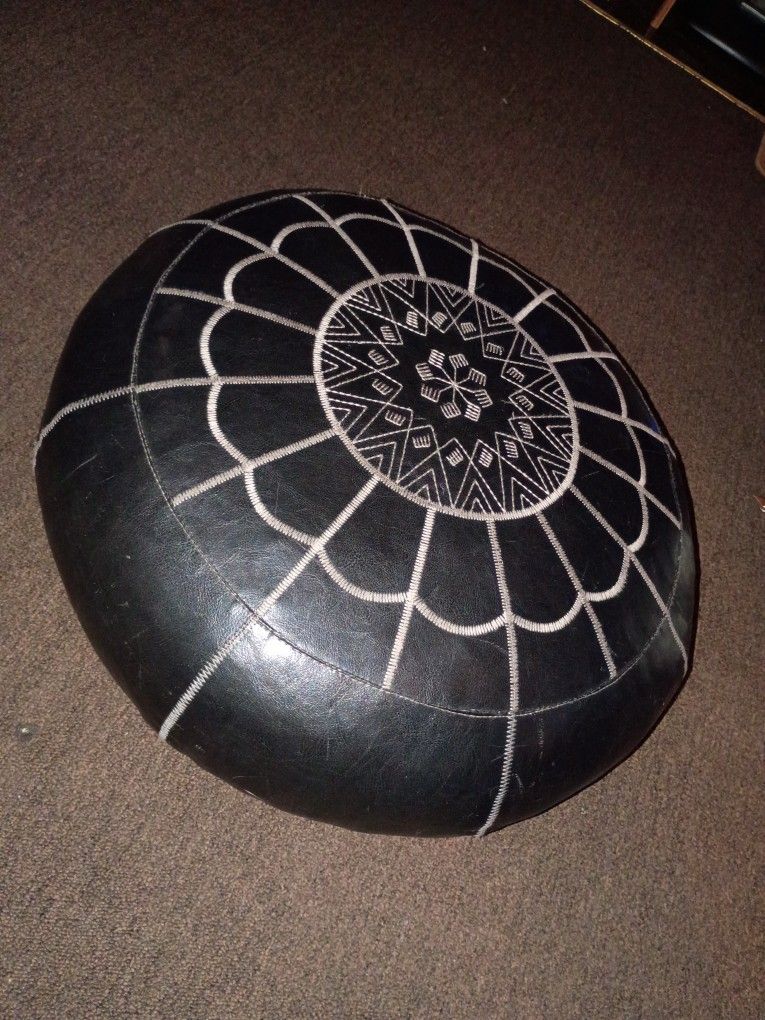 Moroccan Leather Pouf