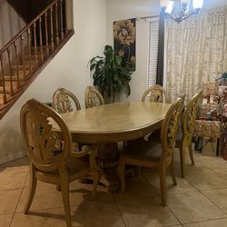 Large Dining table With Leaf and China Cabinet