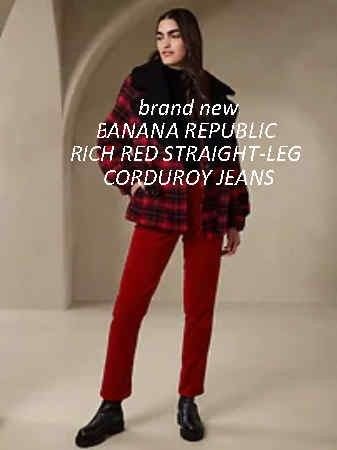 NEW BANANA REPUBLIC PANTS-- RICH RED High-Rise CORDUROY