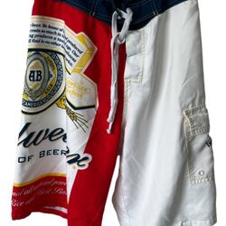 Vintage Budweiser Swim Trunks Board Shorts Medium Cargo Beer USA Calhoun Y2K Sm  come from a smoke and pet free home.  Measurements in the pictures. G