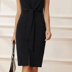 GRACE KARIN Summer dresses for women, caps, waist with bow, work dress with V opening and V collar, fitted dress for business, casual