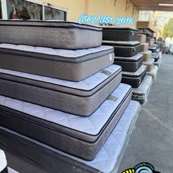 Queen Sweet Dreams Blue Gel Mattress And Boxspring Bed Set New Cama