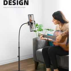 (20007) Tablet Floor Stand - Gooseneck Swivel Holder Mount with Adjustable Height & 10.6lb Stable Base, Compatible iPad Mini Air Pro 12.9/9.7, Galaxy 