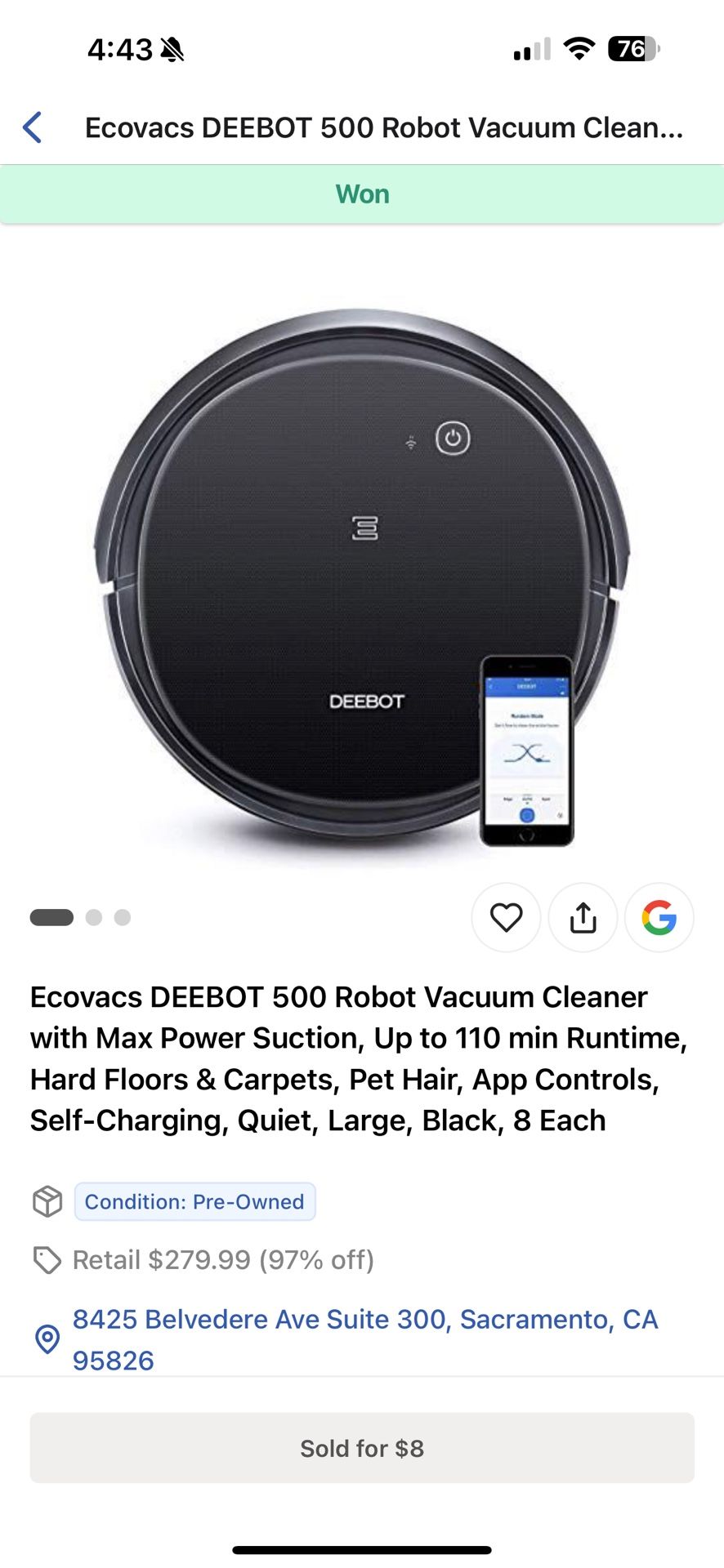 Robot Vacuum Ecovacs DEEBOT 500 Robot Vacuum Cleaner