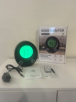Brand New Digital Decibel Meter with DIY Voice Warning Function, Wall Hanging Sound Level Meter 35dB to 135dB with Alarm Quiet Please, Sound Level Met