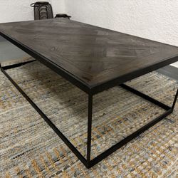 RESTORATION HARDWARE RECLAIMED RUSSIAN OAK PARQUET COFFEE TABLE 