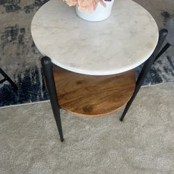 Marble/wood Table End Table