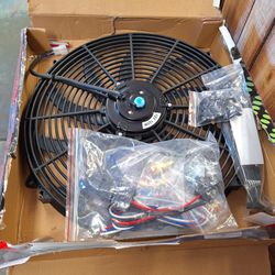 16 Iinch Cooling Fan With Mounting  Hardware Wiring Kit With Temp Sensor Relay New In Box