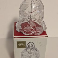 Mikasa Crystal Glass Bell Poinsettia Design SA050/922 Made In Germany 5" H