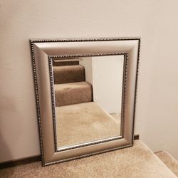 Silver framed beveled mirror