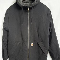 Carhartt Relaxed Fit Sherpa Lined Hoodie Jacket – Black, Men’s Size M