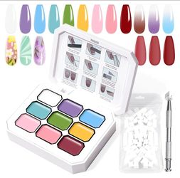 Gradient Painting Gel, 9 Bright Colors Ombre Gel Nail Polish Light Pink Blue Summer Kit Sponging