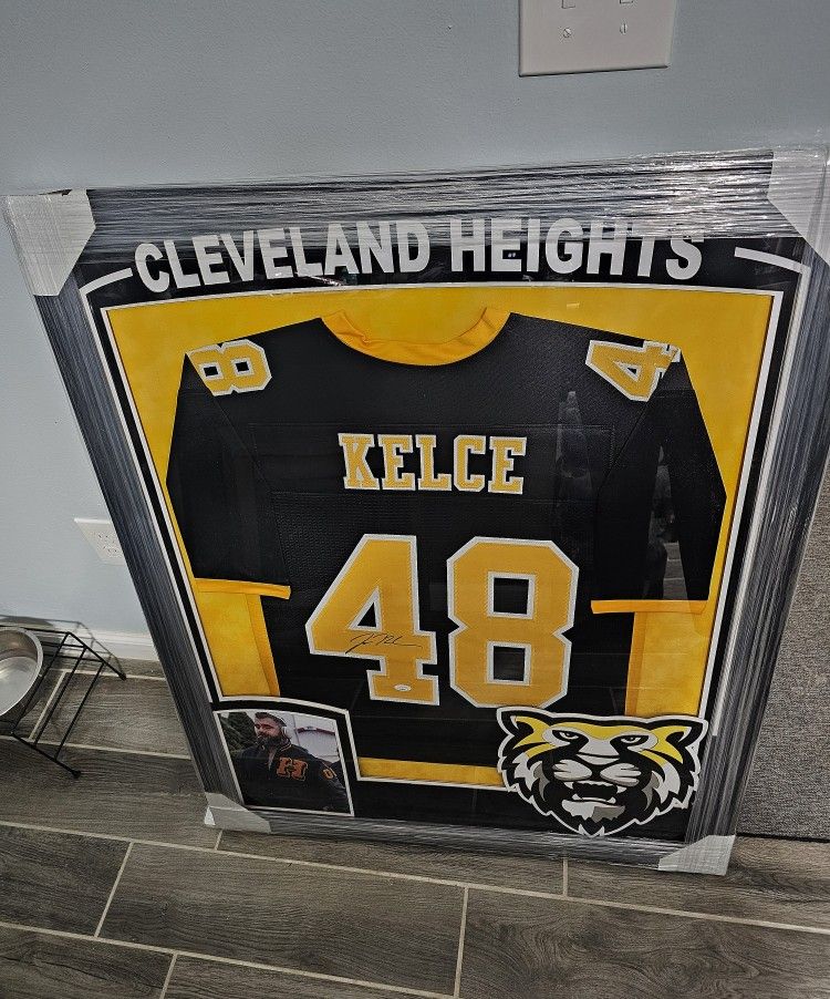KELCE Framed & Signed Cleveland Heights Jersey With JSA Authentication Philadelphia Eagles SUPER BOWL CHAMP