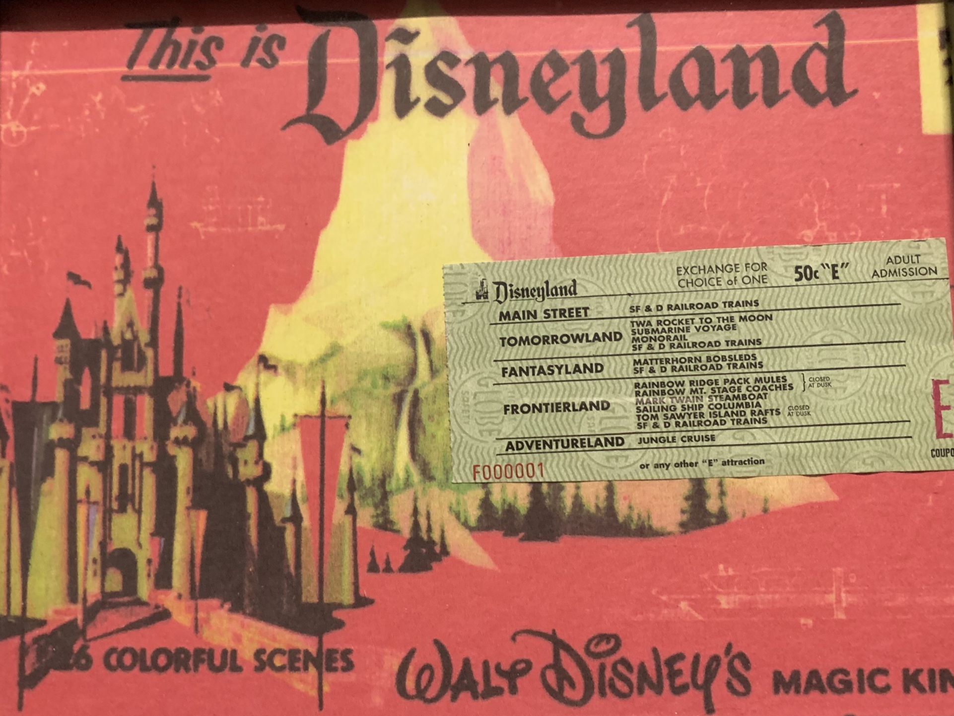 Disney Collection Of Books Also Original Ticket To Disneyland The Admission Was 50 Cents Extremely Collectible