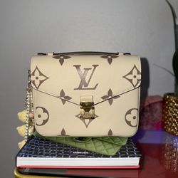 Empreinte Monogram Giant Cream and Brown top handle Pochette Metis bag Satchel