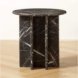 CB2 Pasar Round Black Marble Side Table