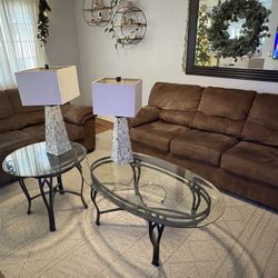 Coffee Table, End Tables, And Lamp Set