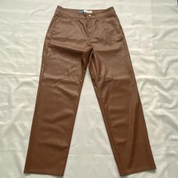 Old Navy High-Rise OG Loose Faux Leather Pants Brown Size 12 NWOT
